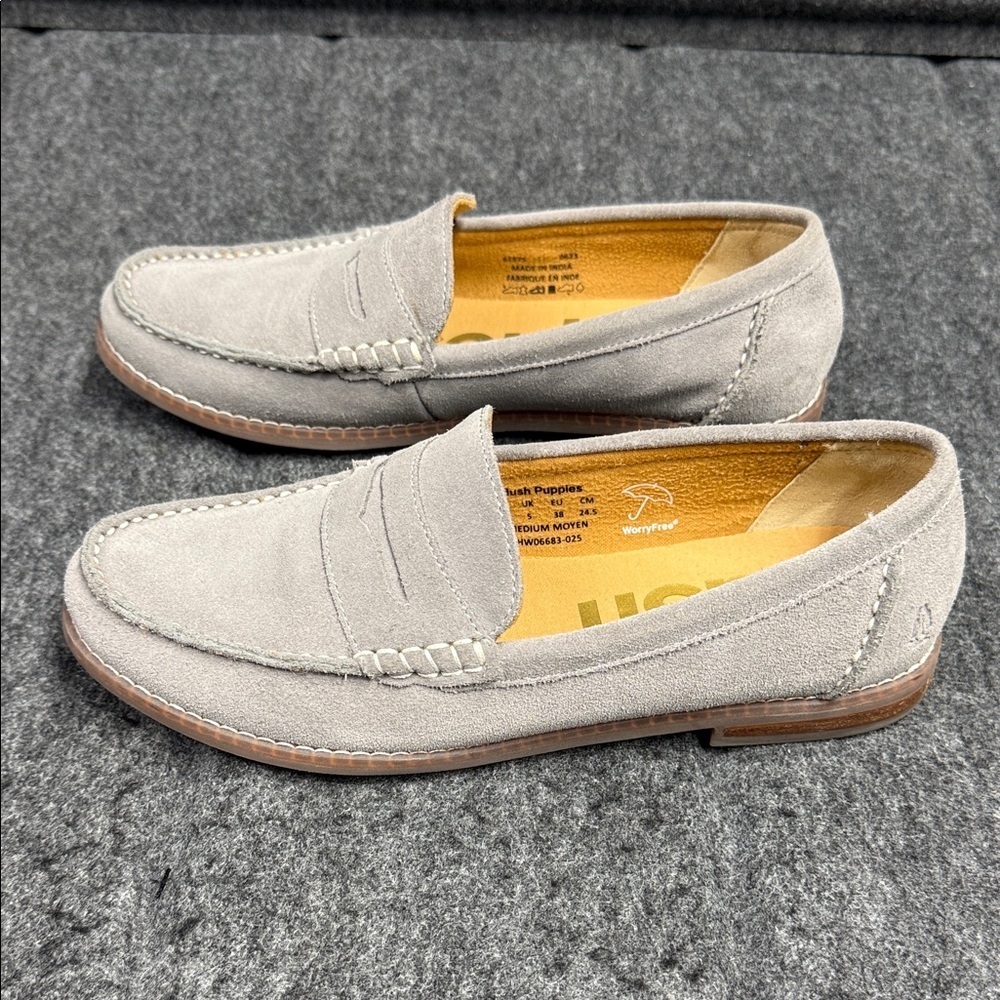 Hush Puppies Soft Gray Suede Loafers - Picture 5 of 13